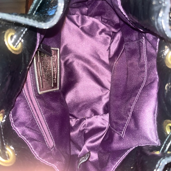 Coach 17906 Sequin Poppy Cinch Black Gold Drawstring Bag Vintage - Picture 7 of 7